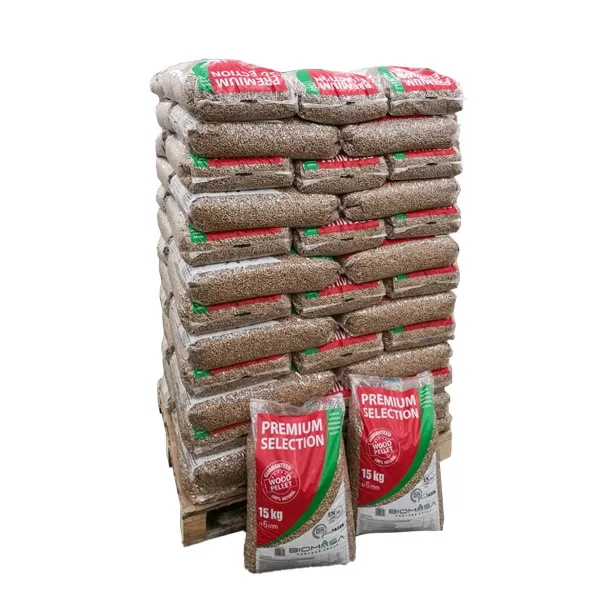 Træpiller Biomasa Premium Selection 6 mm – palle 975 kg (65 sække à 15 kg)